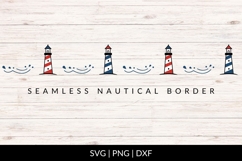 Seamless Nautical Lighthouse Border SVG Product Image 1