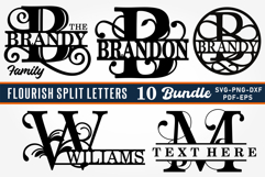 Monogram Font SVG Bundle, Flourish Split Letters Cut Files Product Image 1