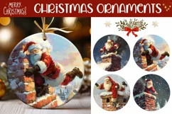 Watercolor Santa Claus Ornament, Christmas Chimney Ornament Product Image 1
