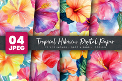 Tropical Hibiscus Digital Paper Product Image 1