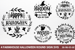 Farmhouse Halloween Round Sign Svg Product Image 1