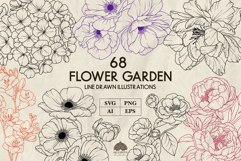 Flower Garden Line Art Collection Svg Png Eps Product Image 1