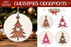 Leopard Christmas Tree Round Ornaments, Christmas Gift Tags Product Image 1