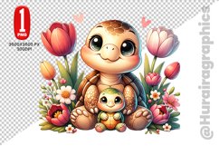 Cute Turtle Clipart - PNG File Product Image 1