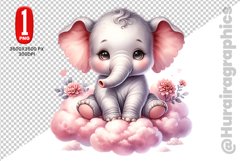 Cute Elephant Clipart - PNG File Product Image 1