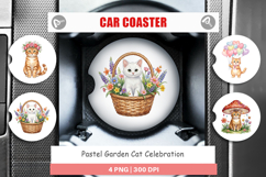 Pastel Garden Cat Car Coaster Product Image 1