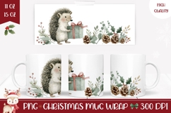 Cartoon Christmas Hedgehog Mug, Christmas Present Mug Product Image 1
