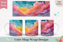 Watercolor Sunset Mug Wrap, Celestial Mug Template, Sun Mug Product Image 1