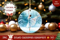 Christmas Ballerina Round Ornament, Winter Ornament Product Image 1
