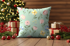 Winter festive scene pillow mockup Product Image 2