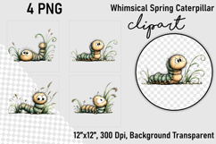 Whimsical Spring Caterpillar Clipart png Product Image 1