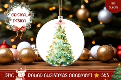 Watercolor Christmas Tree Ornament, Winter Ornament Print Product Image 1