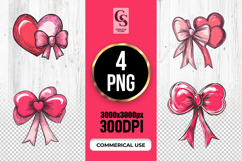 Pink Heart Bow Clipart Sublimation PNG Product Image 1