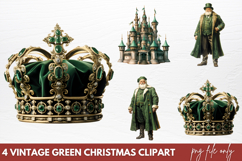 Vintage Green Christmas Clipart PNG Product Image 1