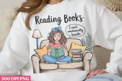 Reading books PNG, Funny Retro Girl sublimation PN Product Image 1
