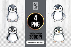 Cute Penguin Watercolor Clipart Sublimation PNG Product Image 1