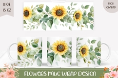 Watercolor Flowers Mug Sublimation, Floral Mug Design Product Image 1