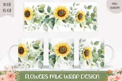 Watercolor Flowers Mug Sublimation, Floral Mug Design Product Image 1
