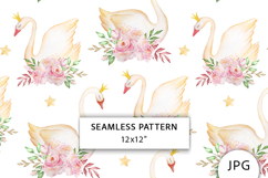 Swan Seamless Pattern, Romantic Digital Paper Product Image 1