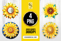 Golden Sunflower Clipart Sublimation PNG Product Image 1