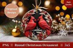 Christmas Round Ornament 3D , Red Cardinals Ornament Design Product Image 1