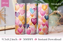Love Hearts Tumbler Sublimation, Valentine's Day Tumbler PNG Product Image 1