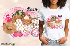 Summer beach illustration, beach vacation, pink tropical PNG Product Image 5