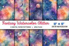 Fantasy Watercolor Glitter Background JPG Product Image 1