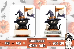 Cartoon Halloween Cat Money Card, Printable Halloween Card Product Image 1