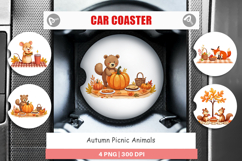 Car Coaster Autumn Picnic Animals Product Image 1