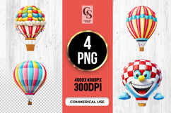 Colorful Hot Air Balloon Clipart Sublimation PNG Product Image 1