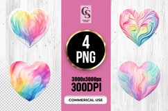 Rainbow Watercolor Heart Clipart Sublimation SVG PNG Product Image 1