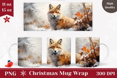 Christmas Fox Mug Wrap Design, Christmas Coffee Cup Design Product Image 1