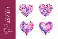 Watercolor heart clipart sublimation png Product Image 1