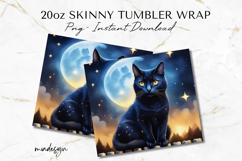 Gothic Black Cat Full Halloween 20 oz Tumbler Wrap PNG Product Image 2