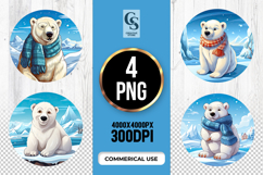 Cute Polar Bear Winter Clipart Sublimation PNG Product Image 1