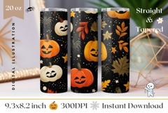 Cartoon Halloween Pumpkin Tumbler, Fall Tumbler Design Product Image 1