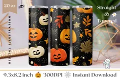 Cartoon Halloween Pumpkin Tumbler, Fall Tumbler Design Product Image 1