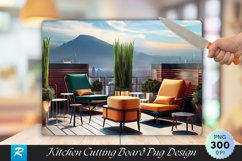 Chairs on Rooftop Cutting Board Sublimation Design Product Image 1