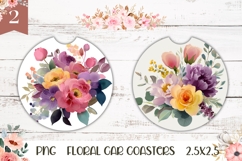 Flowers Car Coaster Designs, Peony Sublimation Car Coasters Product Image 1