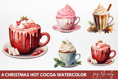 Christmas Hot Cocoa Watercolor Clipart PNG Product Image 1