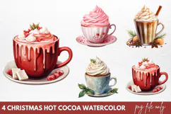 Christmas Hot Cocoa Watercolor Clipart PNG Product Image 1