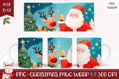 Cartoon Santa Claus Mug Sublimation, Christmas Tree Mug Product Image 1