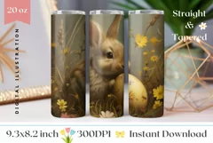 Cute Easter Tumbler Template, Floral Bunny Tumbler Design Product Image 1