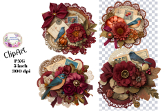 Tags, Flowers, Label, Ephemera, PNG, Junk Journal, clipart Product Image 1