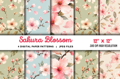 Sakura Blossom Digital Paper JPG Product Image 1