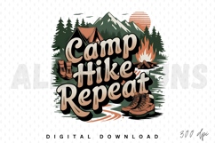 Camp Hike Repeat PNG, Adventure Camp Hike Repeat PNG Product Image 1