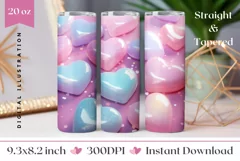 Pink Glitter Hearts Tumbler Design, Valentine's Day Tumbler Product Image 1
