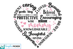 Mommy Heart Shape SVG | Mother&#039;s Day Heart SVG PNG Product Image 1