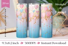 Pastel Hearts Tumbler Design, Valentine's Day Sublimation Product Image 1